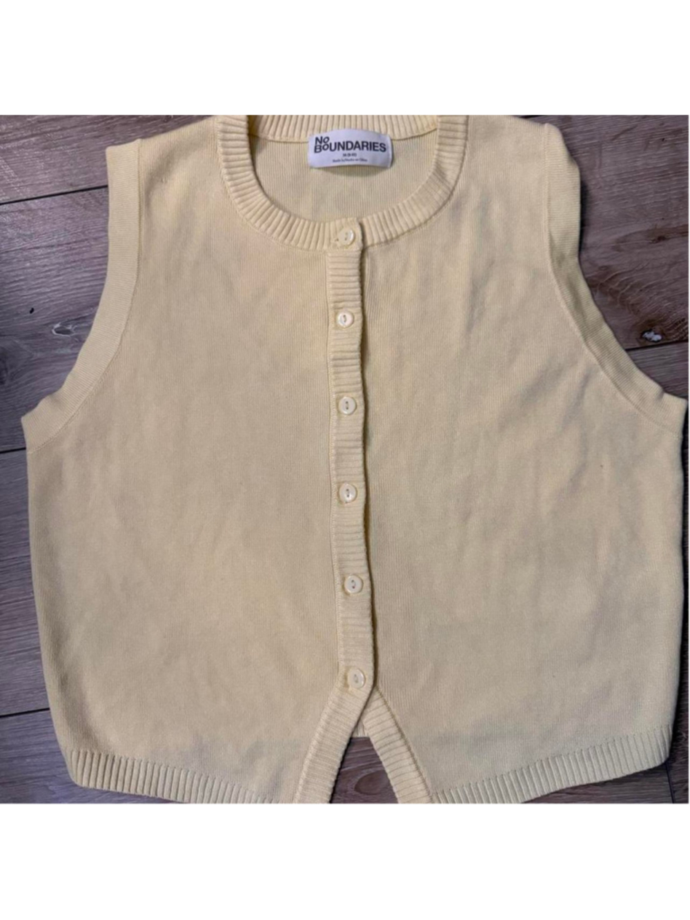 Butter yellow button-front knit sweater vest